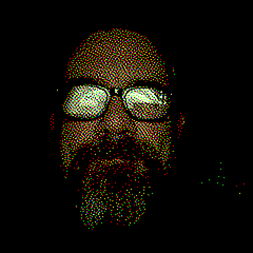 Me, in the dark, in front of my computer, taken with an app called BitCam